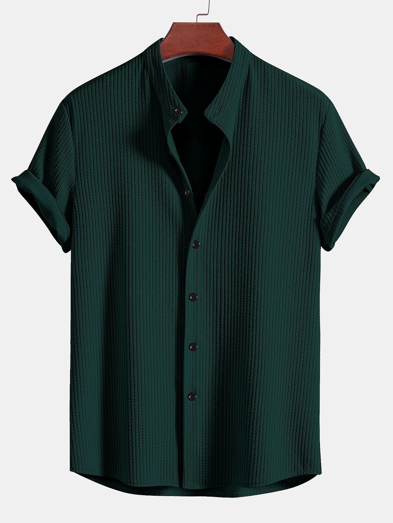 Camisa muscle fit acanalada con cuello alto