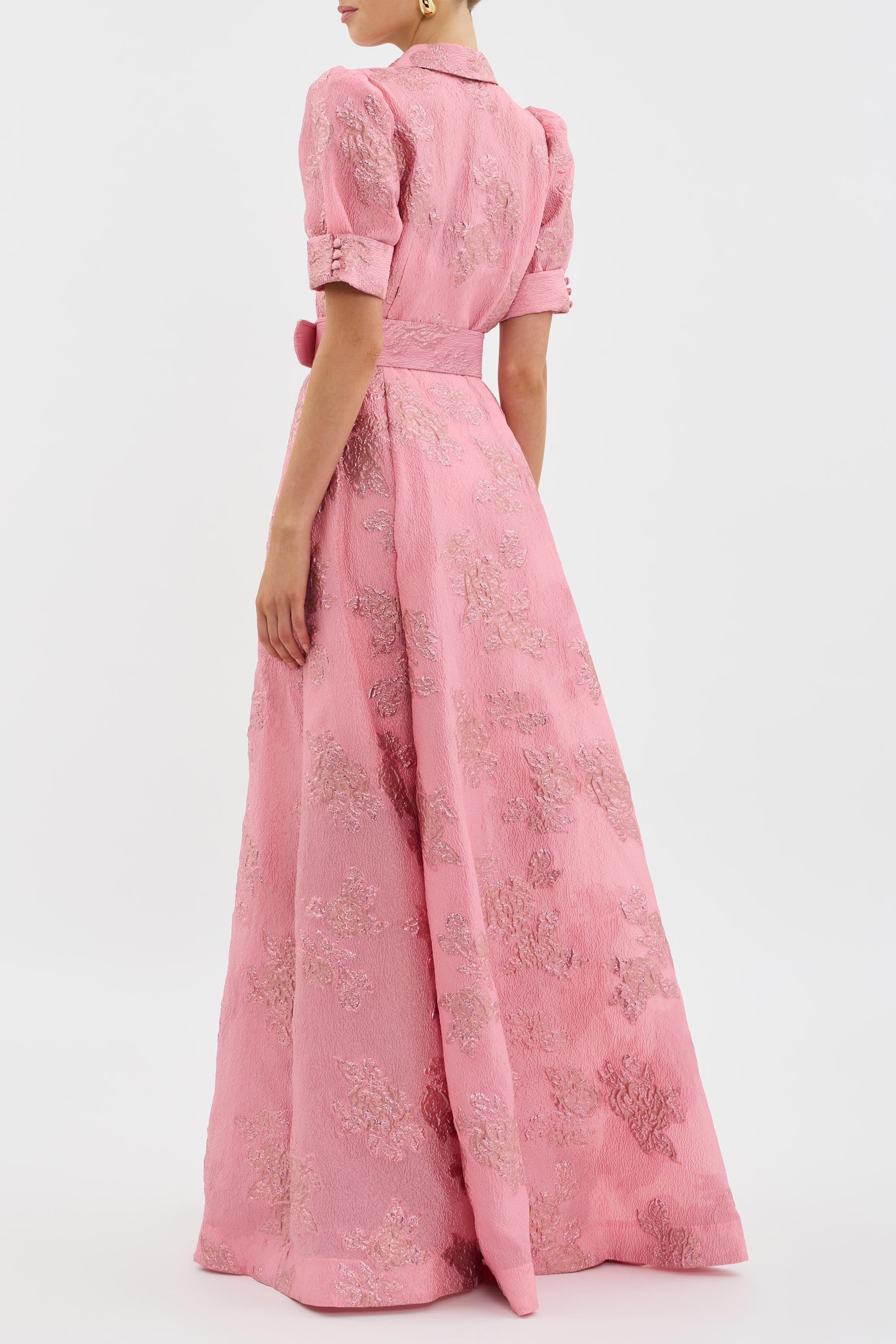 ANABELLA - Vestido maxi atemporal con cinturón y textura estructurada