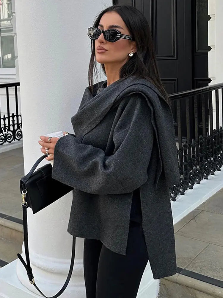 GRETA - Abrigo elegante con pañuelo
