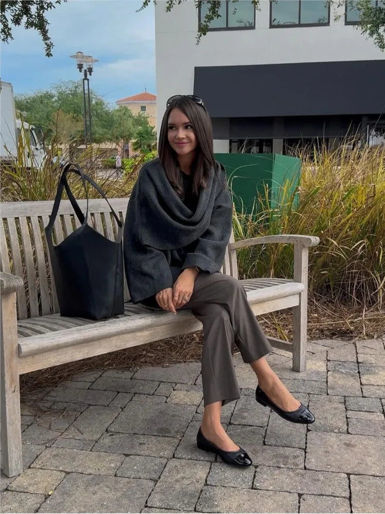 GRETA - Abrigo elegante con pañuelo