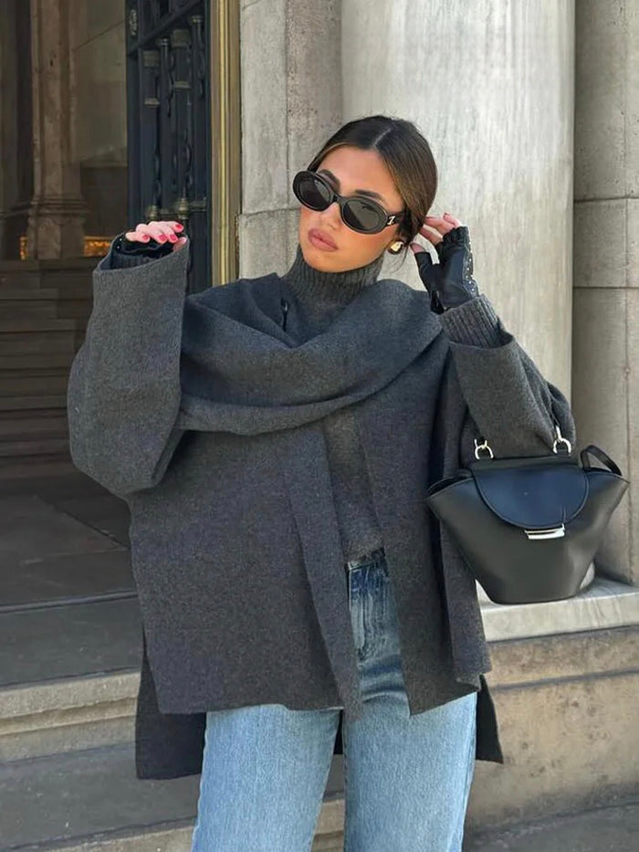 GRETA - Abrigo elegante con pañuelo