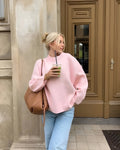 JOAN - Jersey de punto rosa oversized
