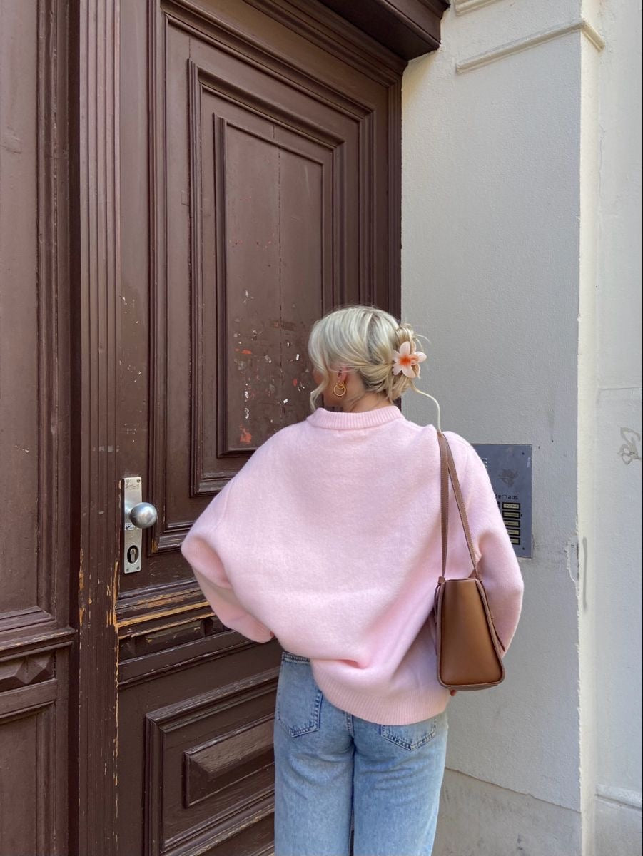 JOAN - Jersey de punto rosa oversized