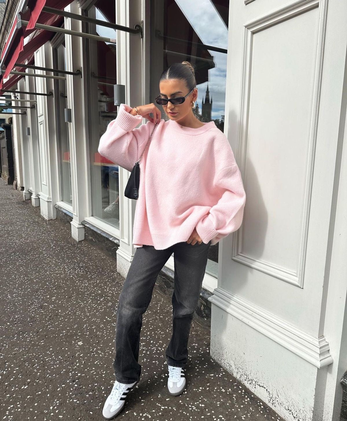 JOAN - Jersey de punto rosa oversized