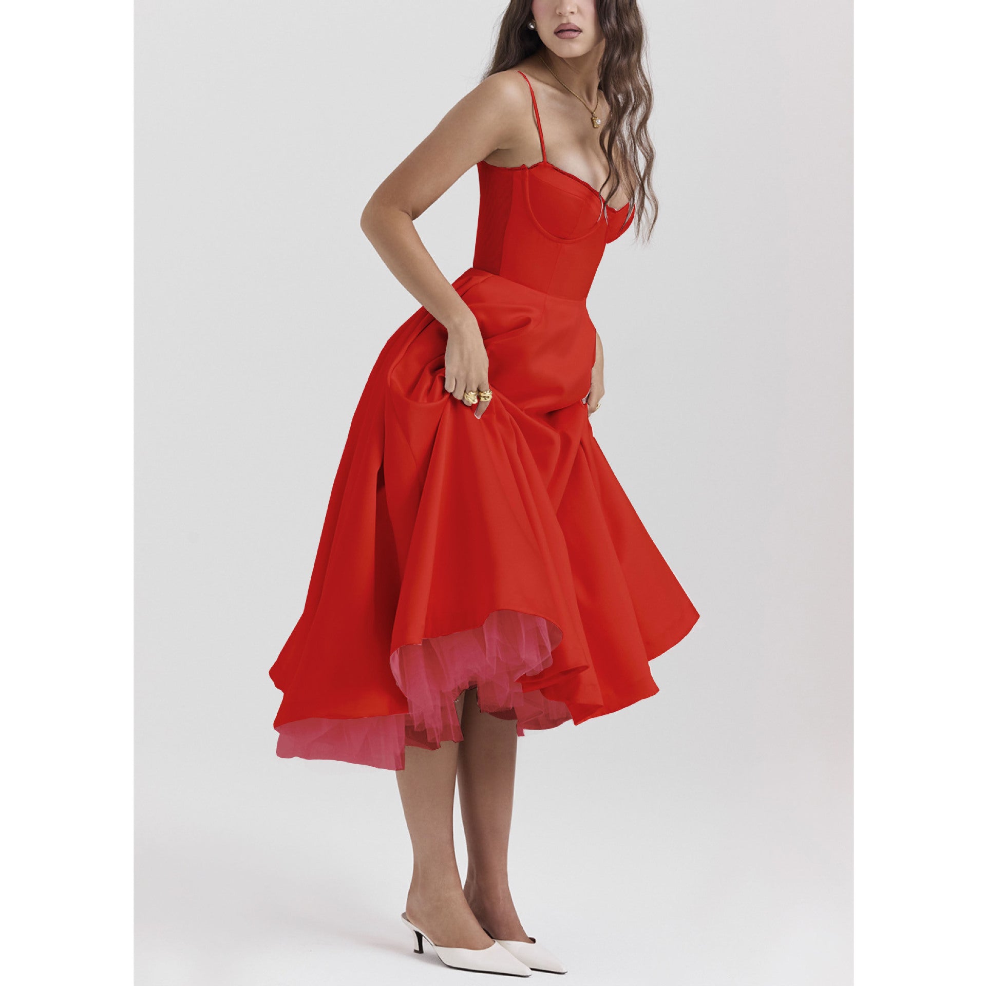 YLIANA - Vestido midi romántico de verano