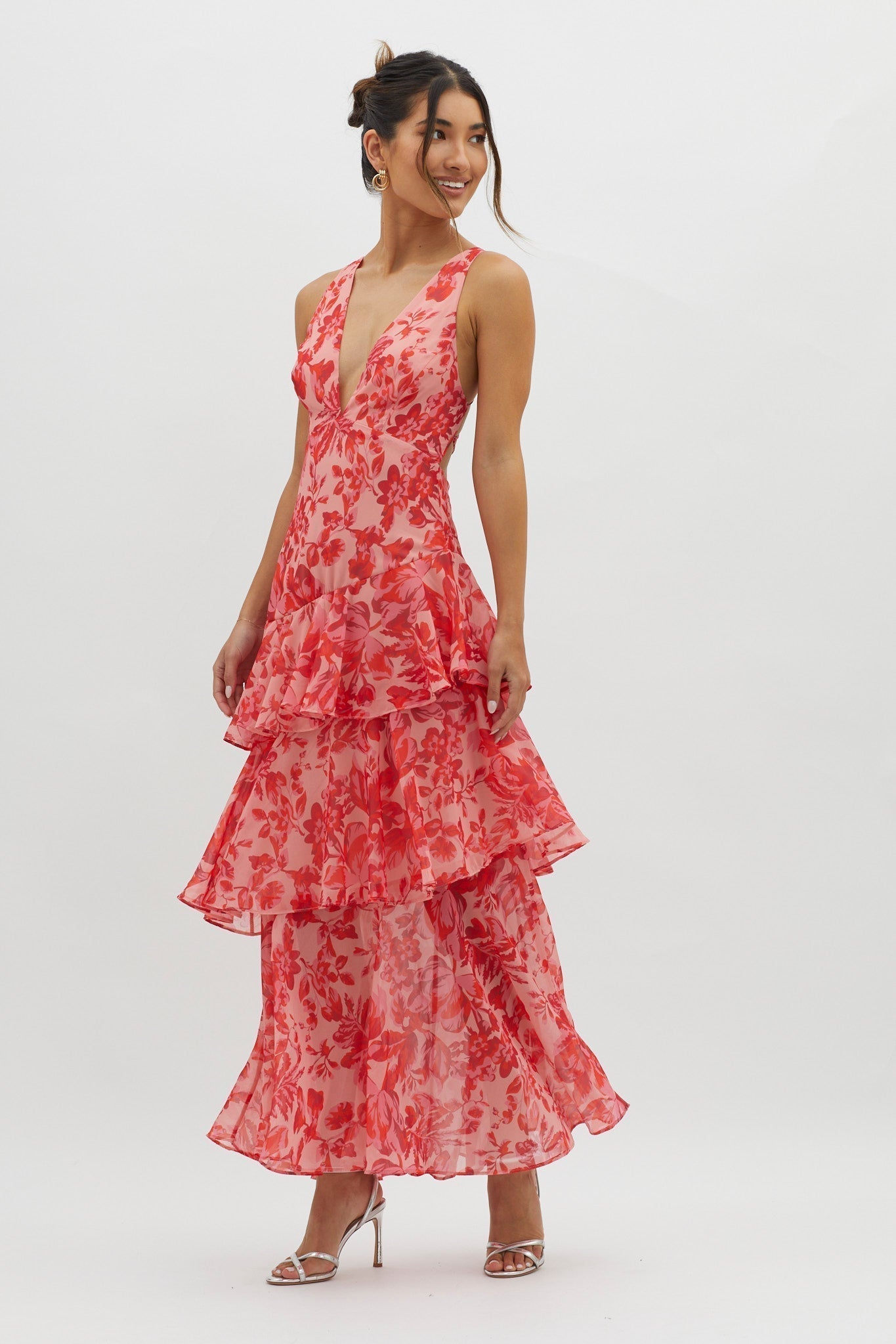 LISA - Vestido largo con volantes florales