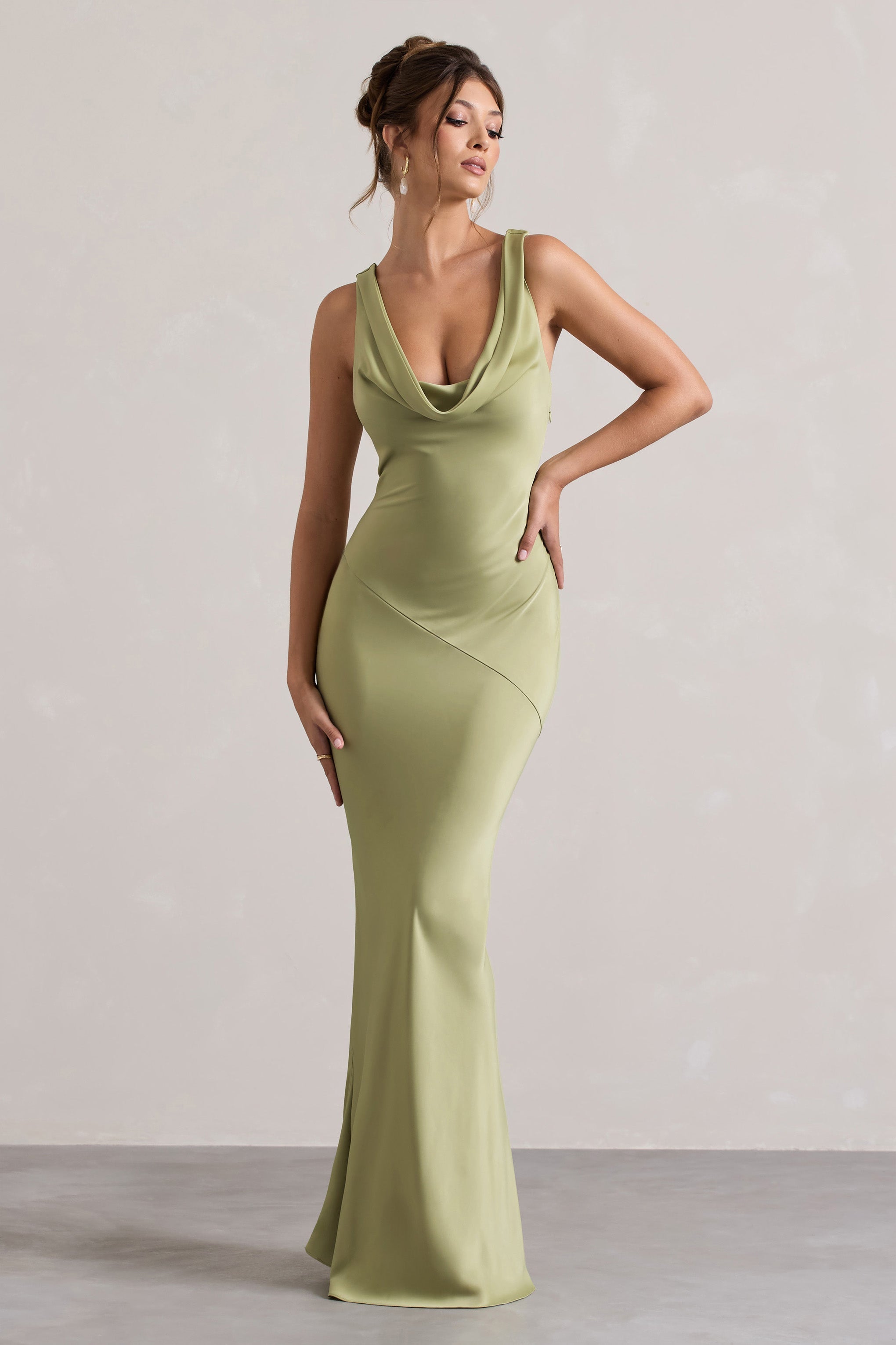 LENA - Vestido largo minimalista con escote drapeado