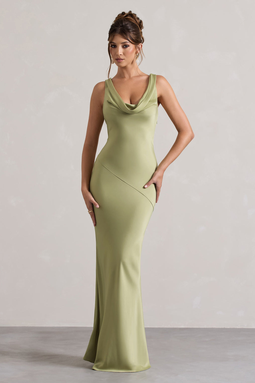 LENA - Vestido largo minimalista con escote drapeado