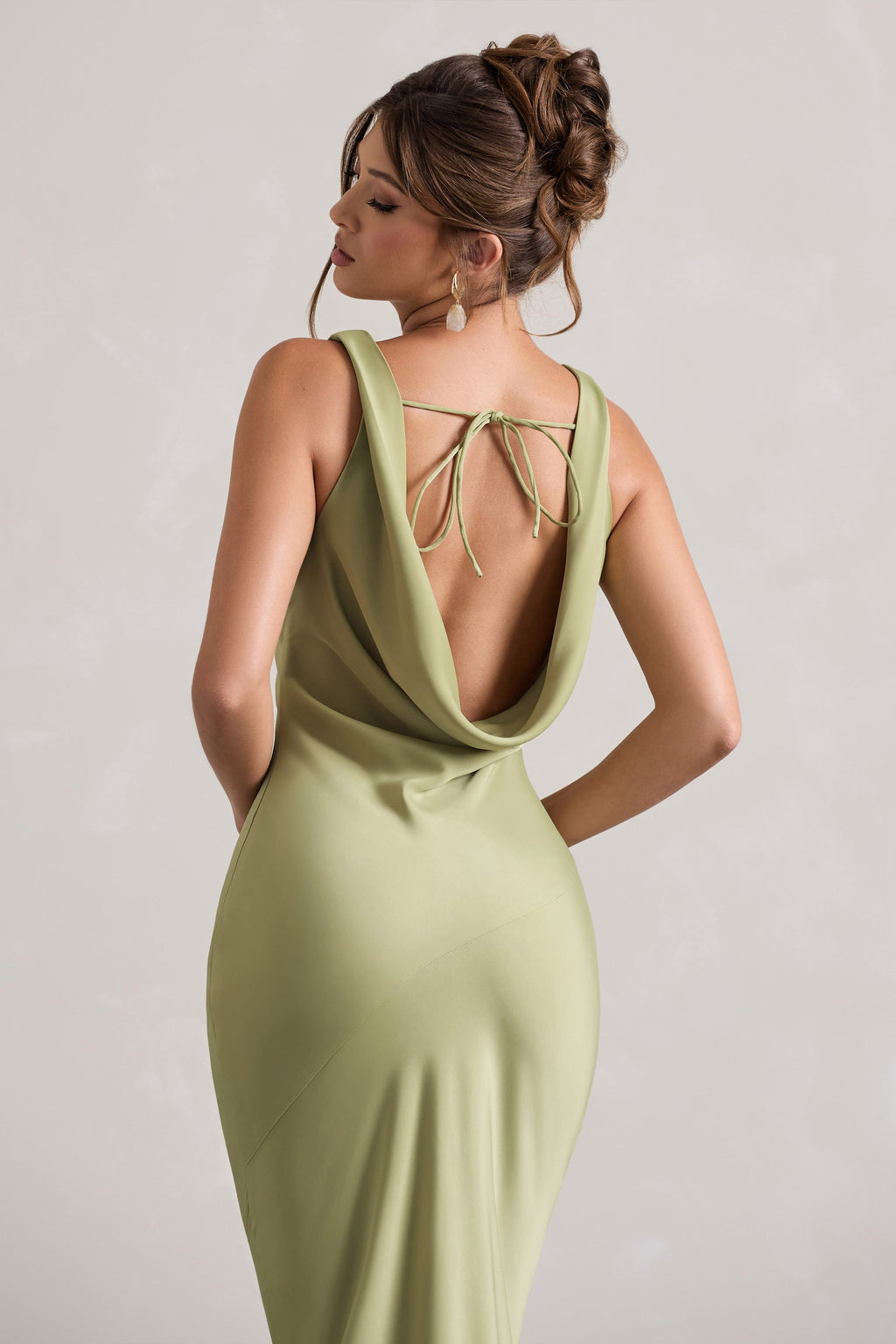 LENA - Vestido largo minimalista con escote drapeado