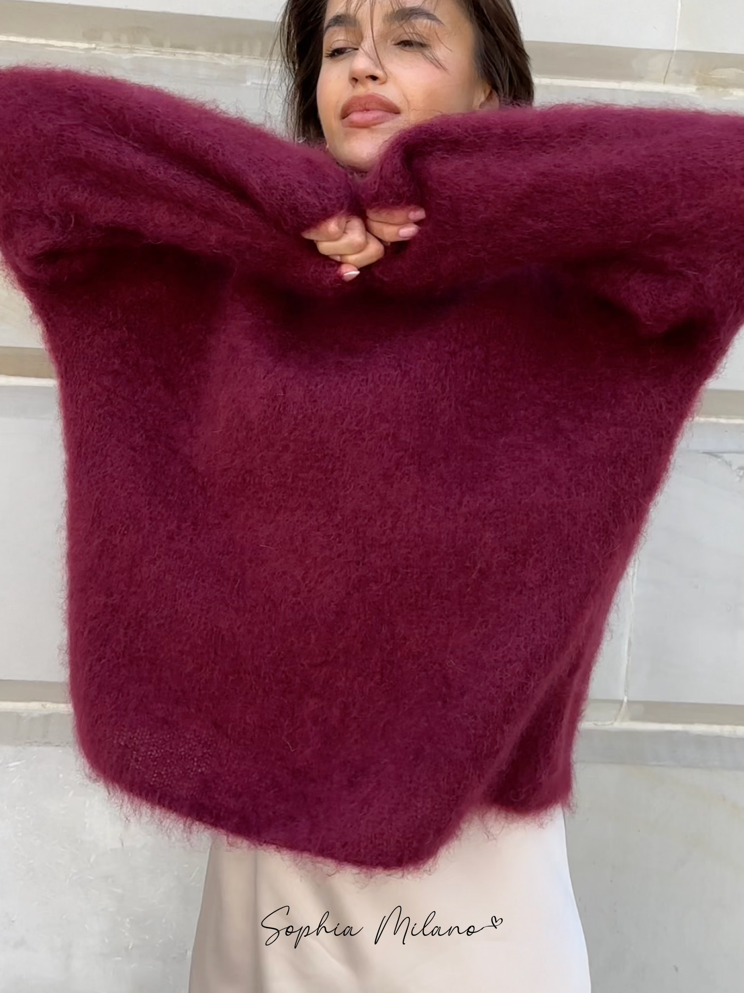SOPHIA - Jersey mohair de cuello redondo