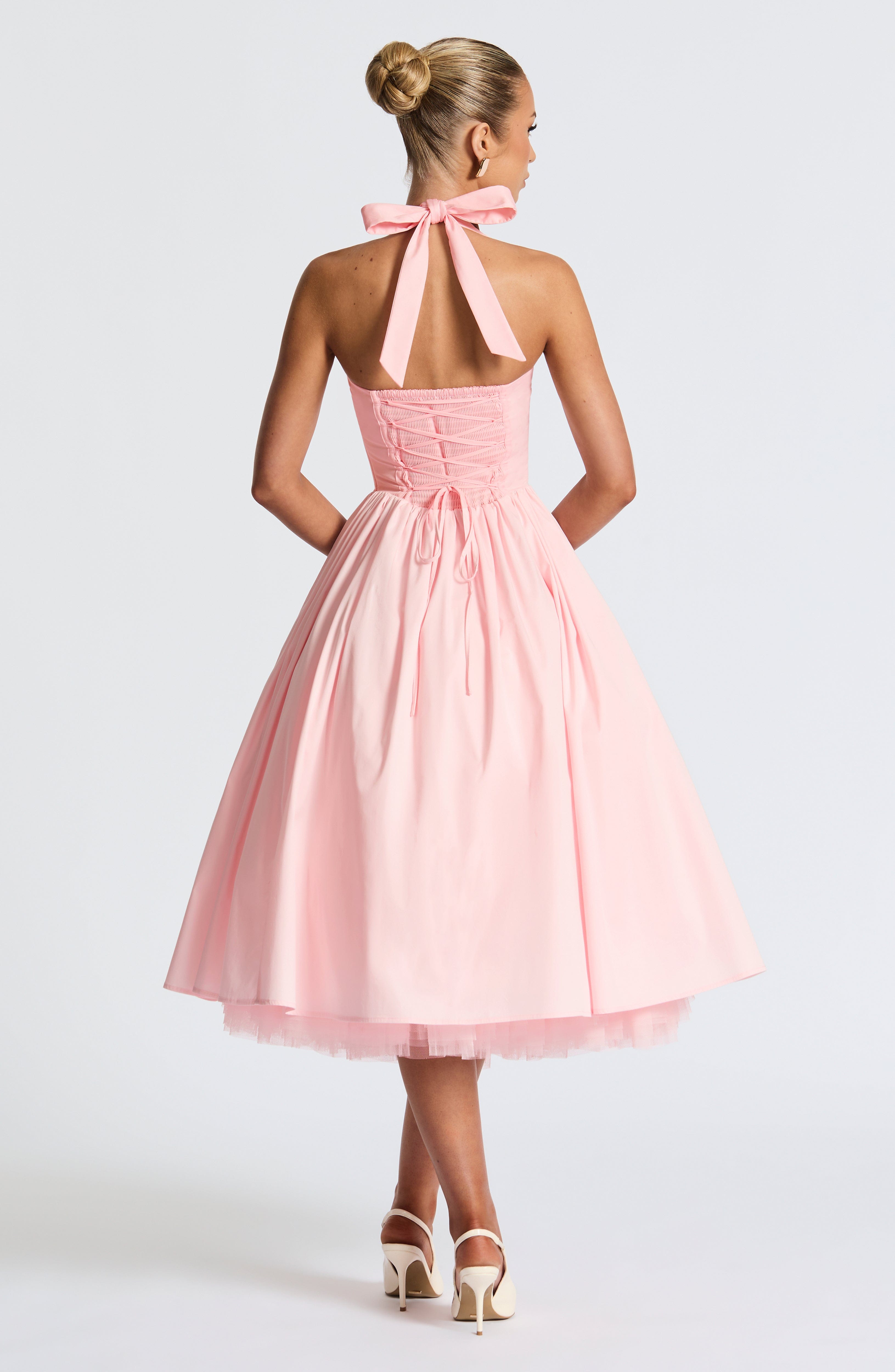 TESSA - Vestido midi con cuello halter de inspiración vintage