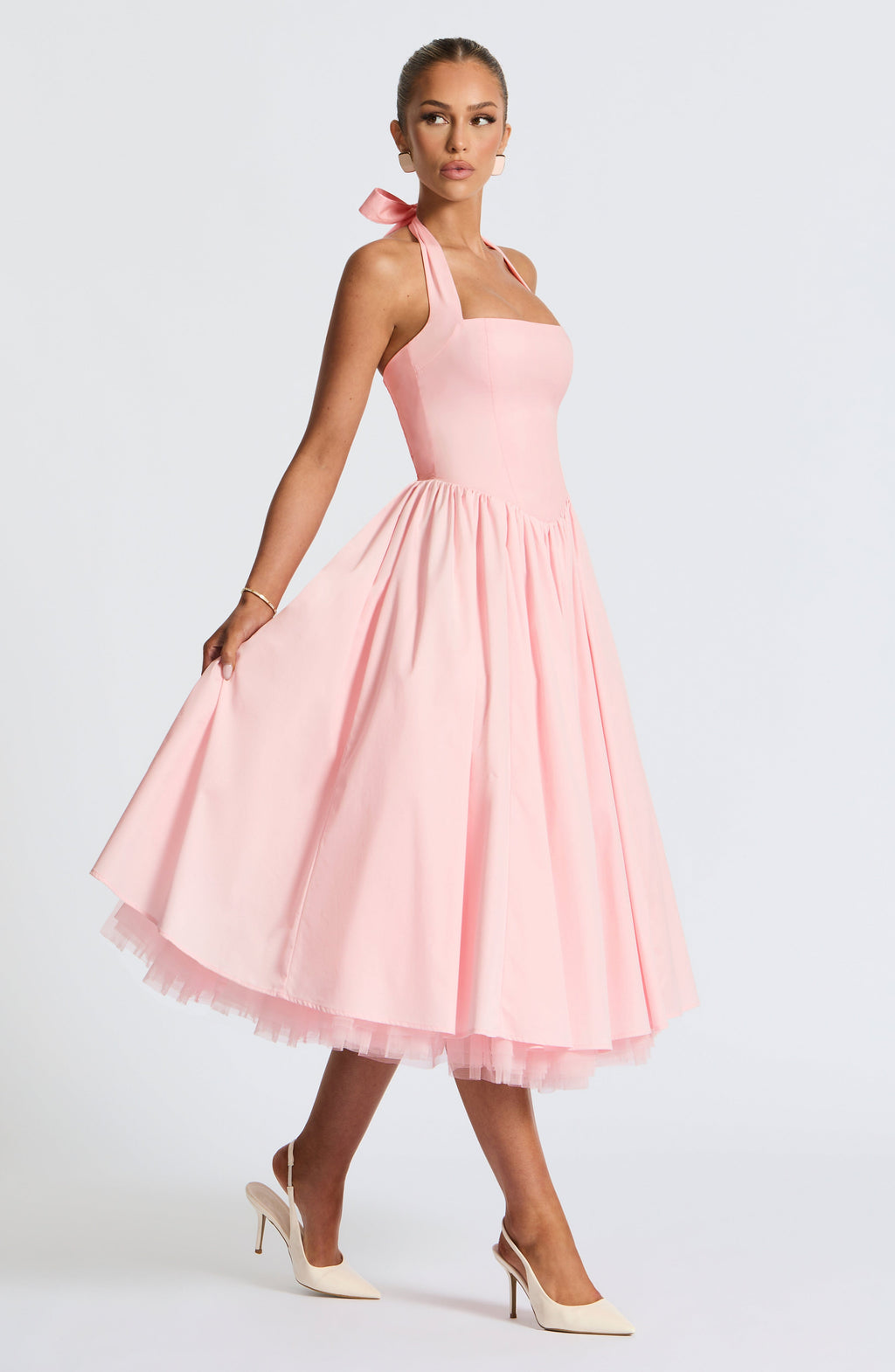 TESSA - Vestido midi con cuello halter de inspiración vintage