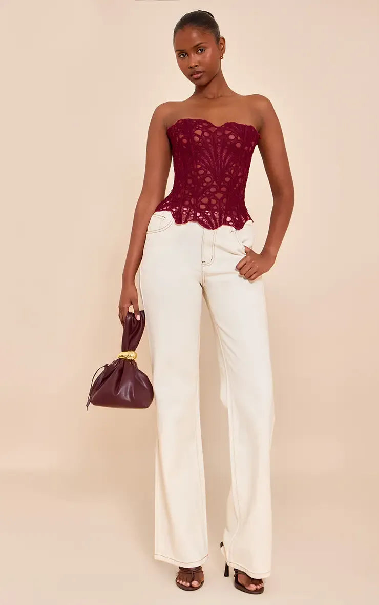 LIV - Elegante top corsé con delicado encaje