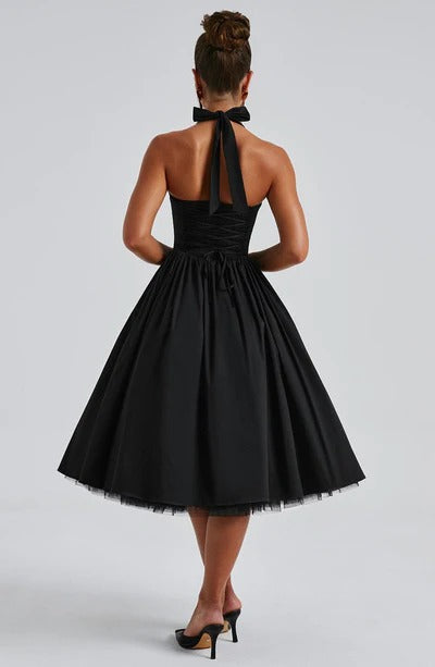 TESSA - Vestido midi con cuello halter de inspiración vintage