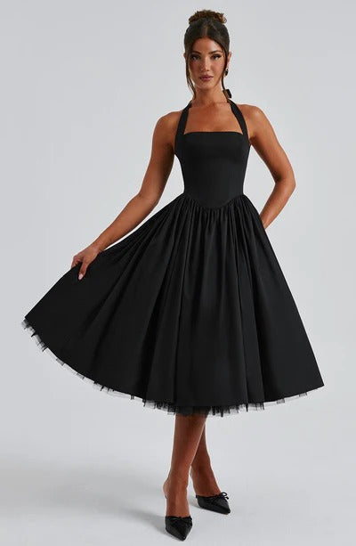 TESSA - Vestido midi con cuello halter de inspiración vintage