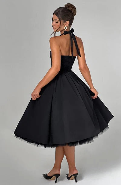 TESSA - Vestido midi con cuello halter de inspiración vintage