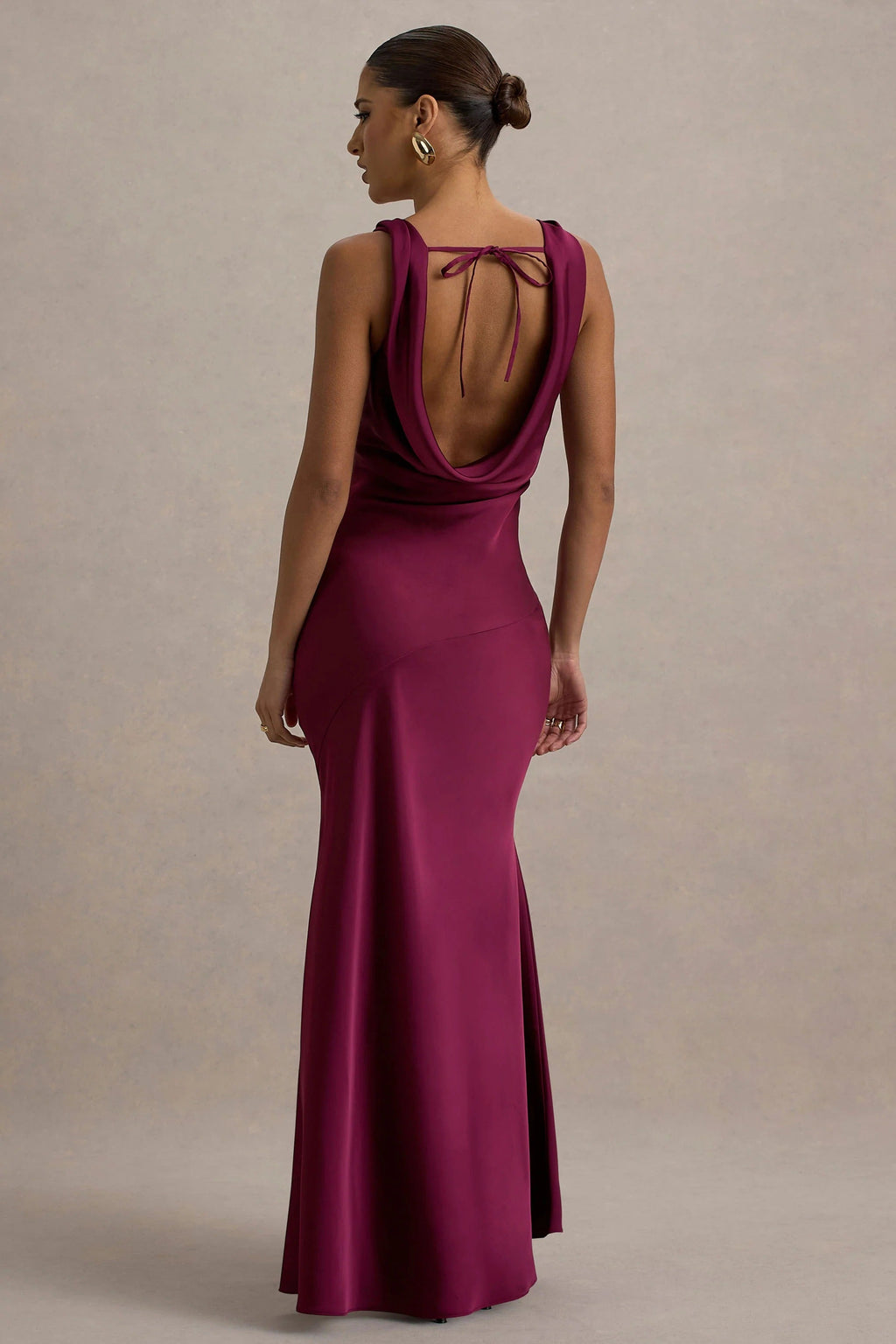 LENA - Vestido largo minimalista con escote drapeado