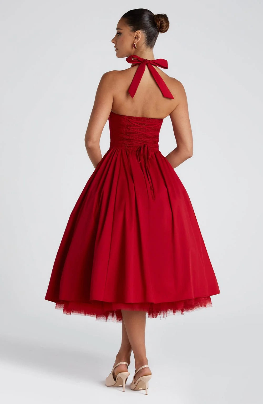 TESSA - Vestido midi con cuello halter de inspiración vintage