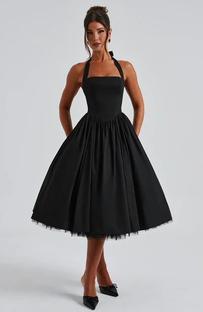 TESSA - Vestido midi con cuello halter de inspiración vintage