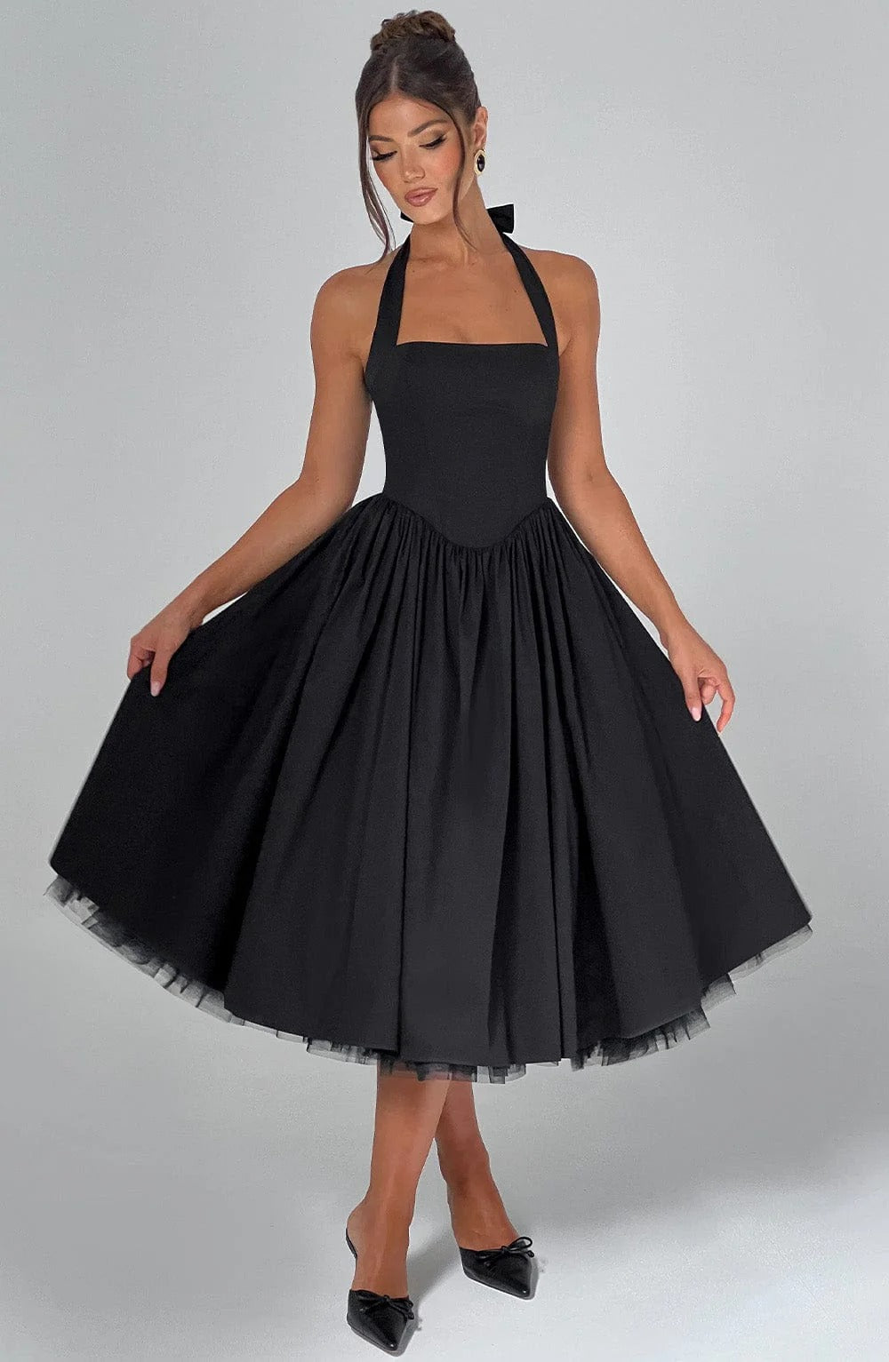 TESSA - Vestido midi con cuello halter de inspiración vintage