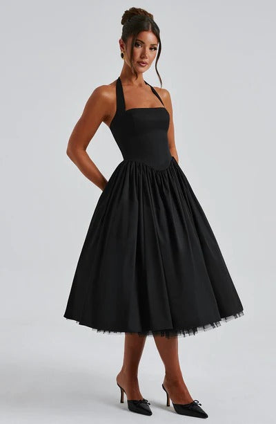 TESSA - Vestido midi con cuello halter de inspiración vintage