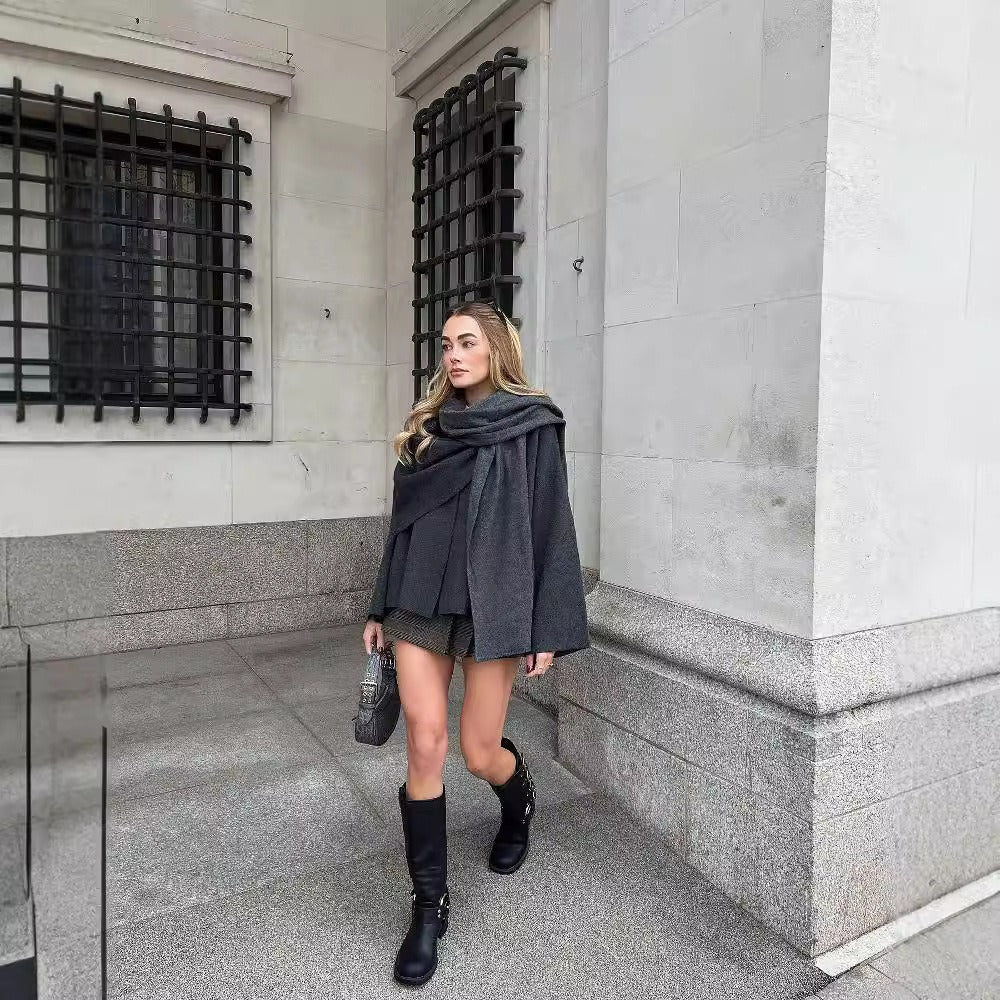 GRETA - Abrigo elegante con pañuelo