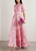 ANABELLA - Vestido maxi atemporal con cinturón y textura estructurada