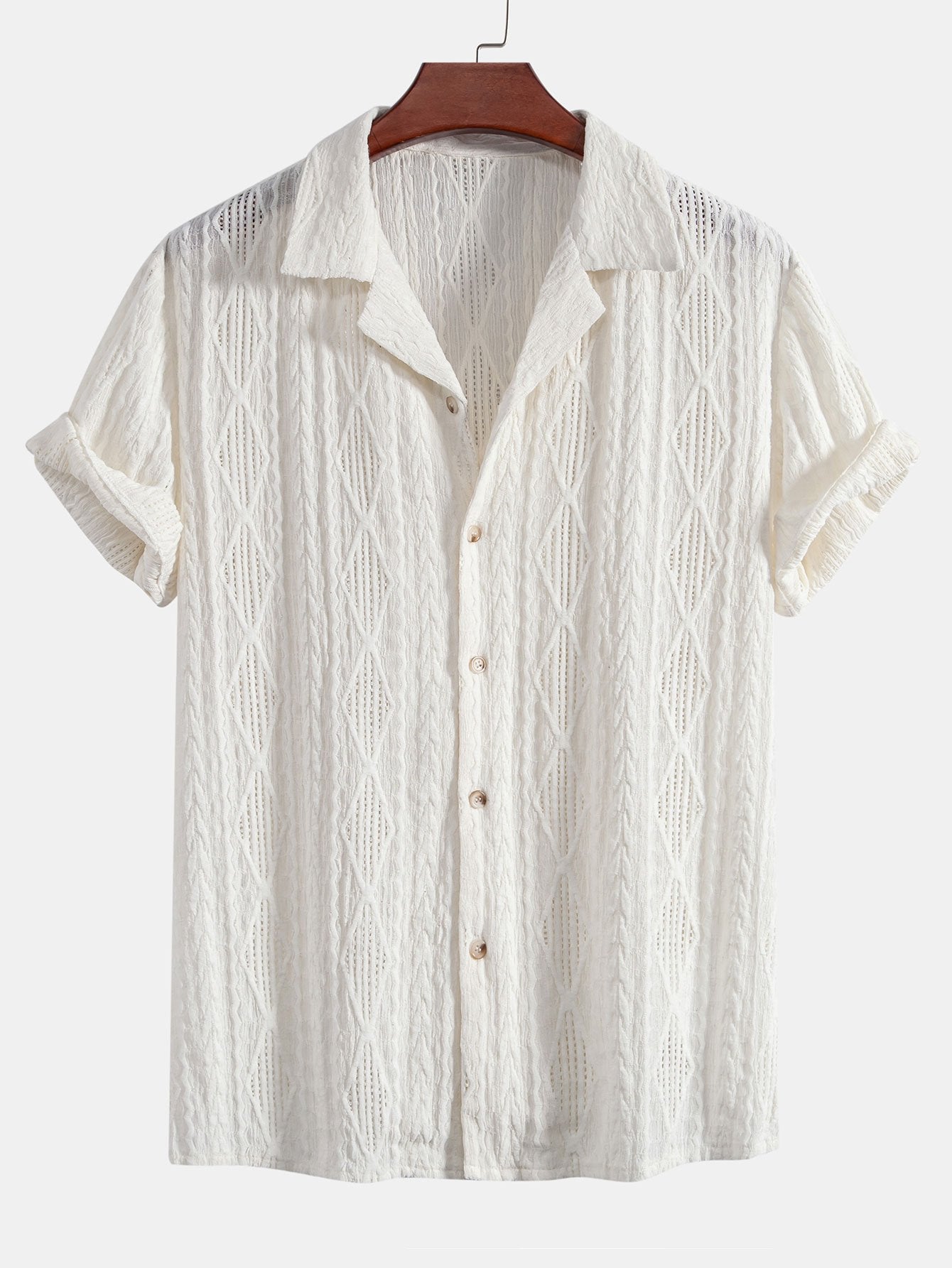 Camisa cubana jacquard geométrica