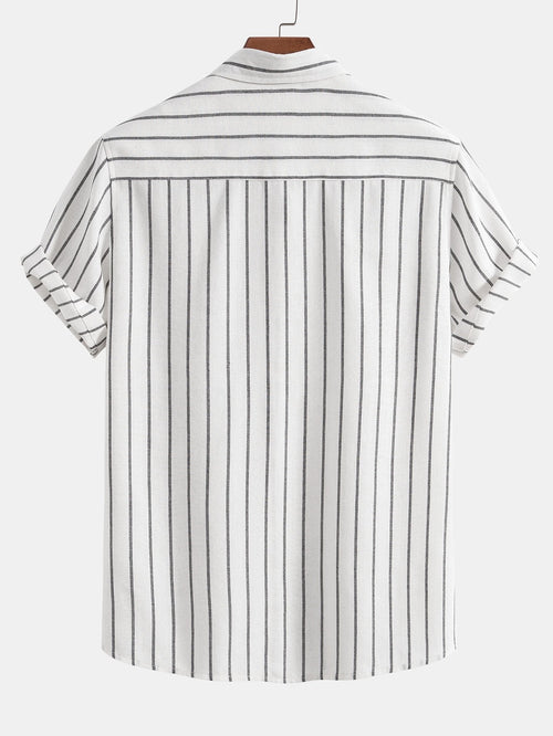 Camisa de rayas con botones en mezcla de algodón