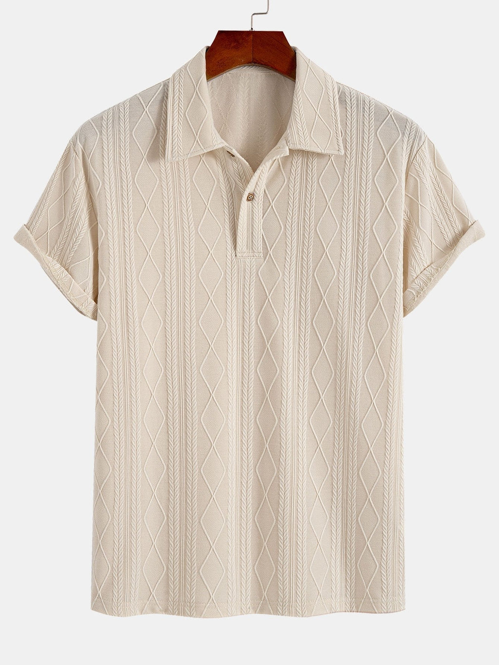 Gebreide Geometrische Ruit Jacquard Polo  Polo jacquard de rombos geométricos de punto