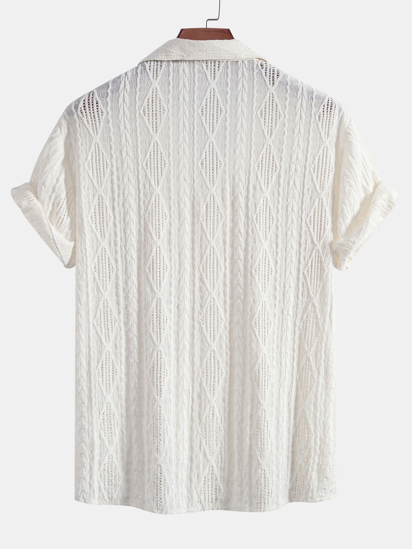 Camisa cubana jacquard geométrica