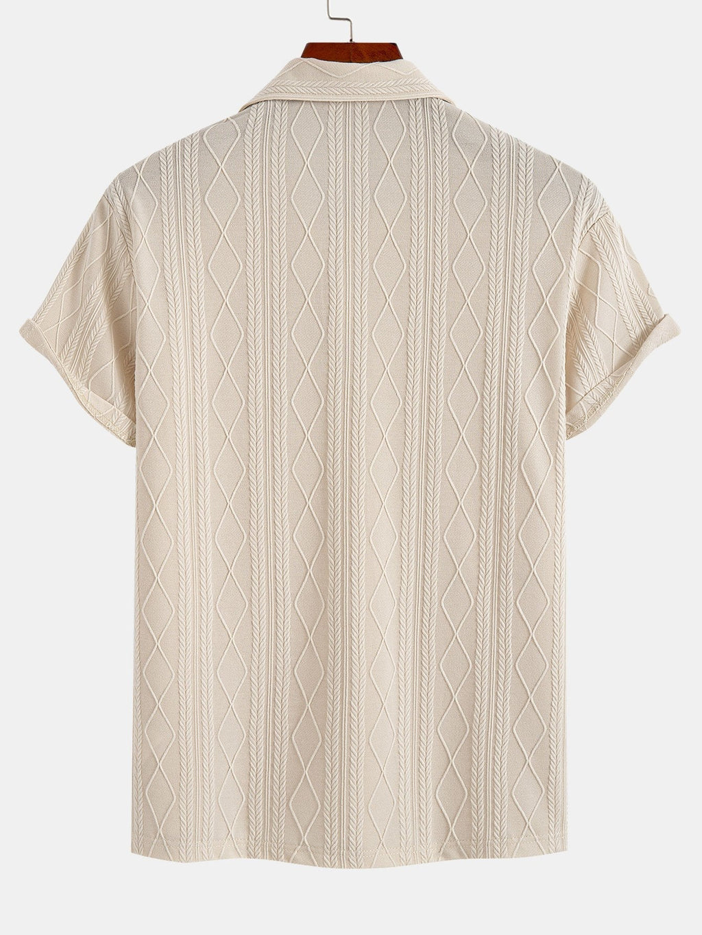 Gebreide Geometrische Ruit Jacquard Polo  Polo jacquard de rombos geométricos de punto