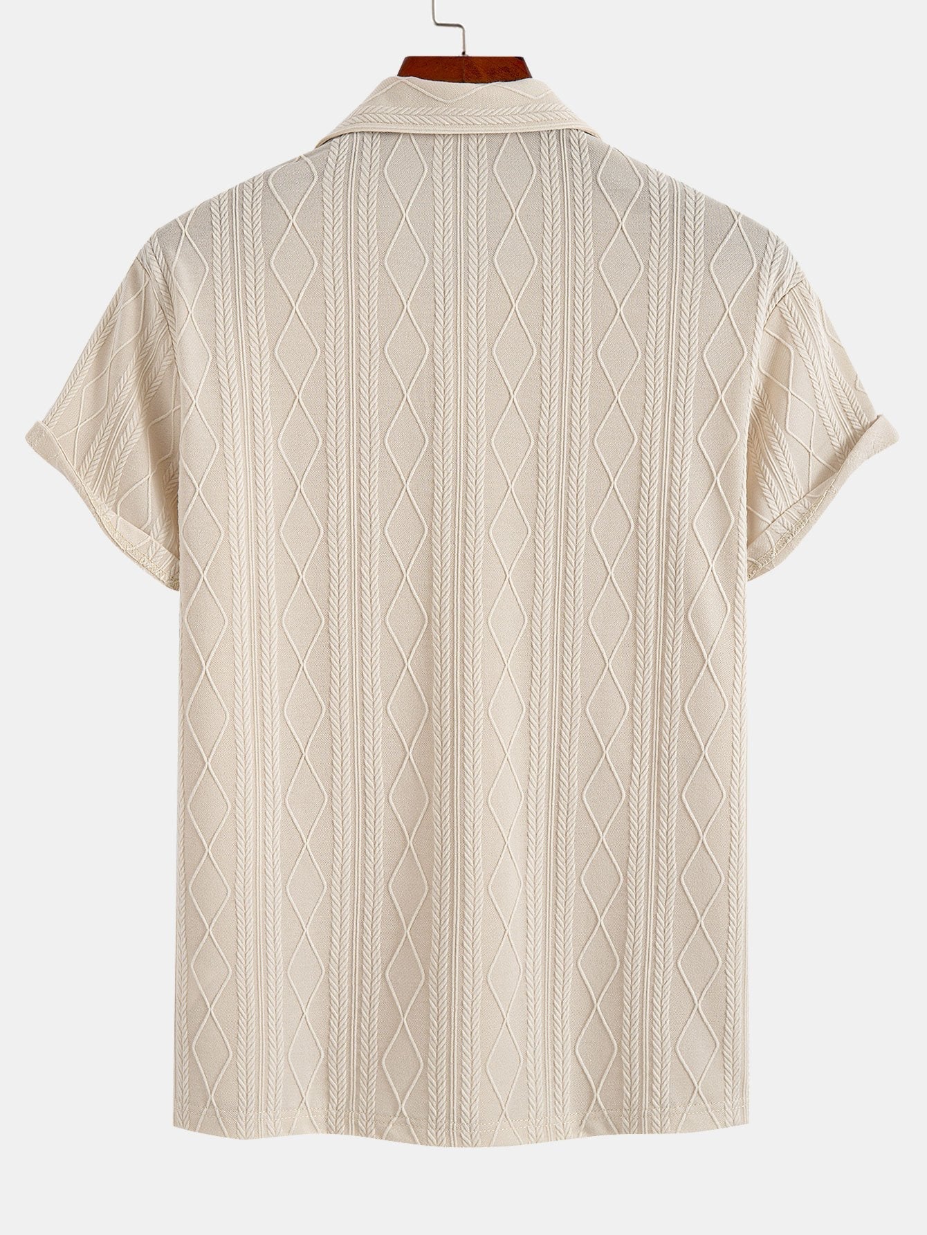 Gebreide Geometrische Ruit Jacquard Polo  Polo jacquard de rombos geométricos de punto