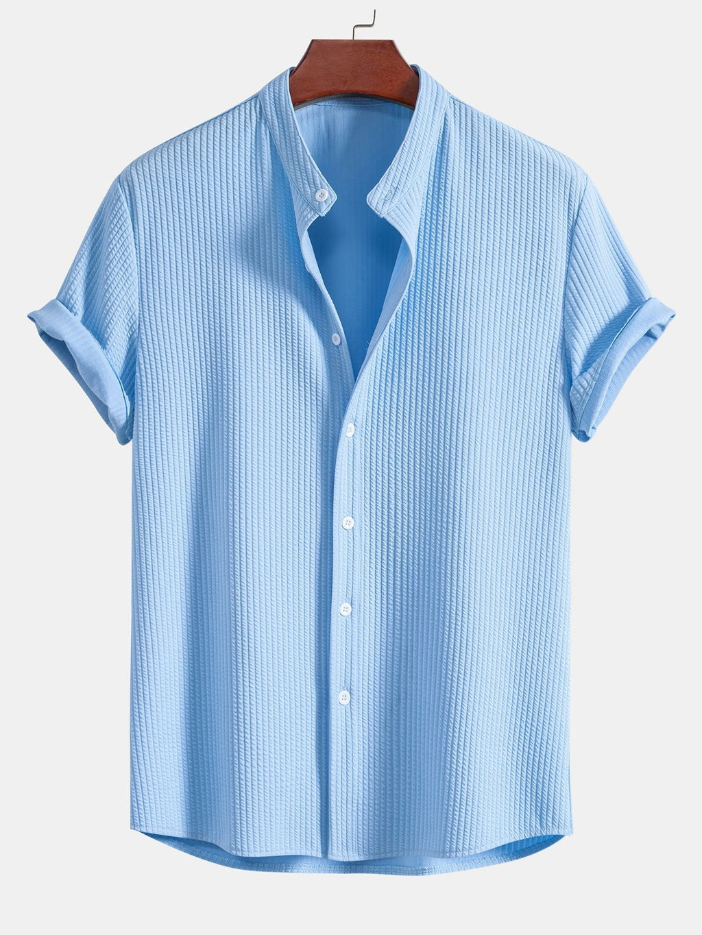 Camisa muscle fit acanalada con cuello alto + shorts