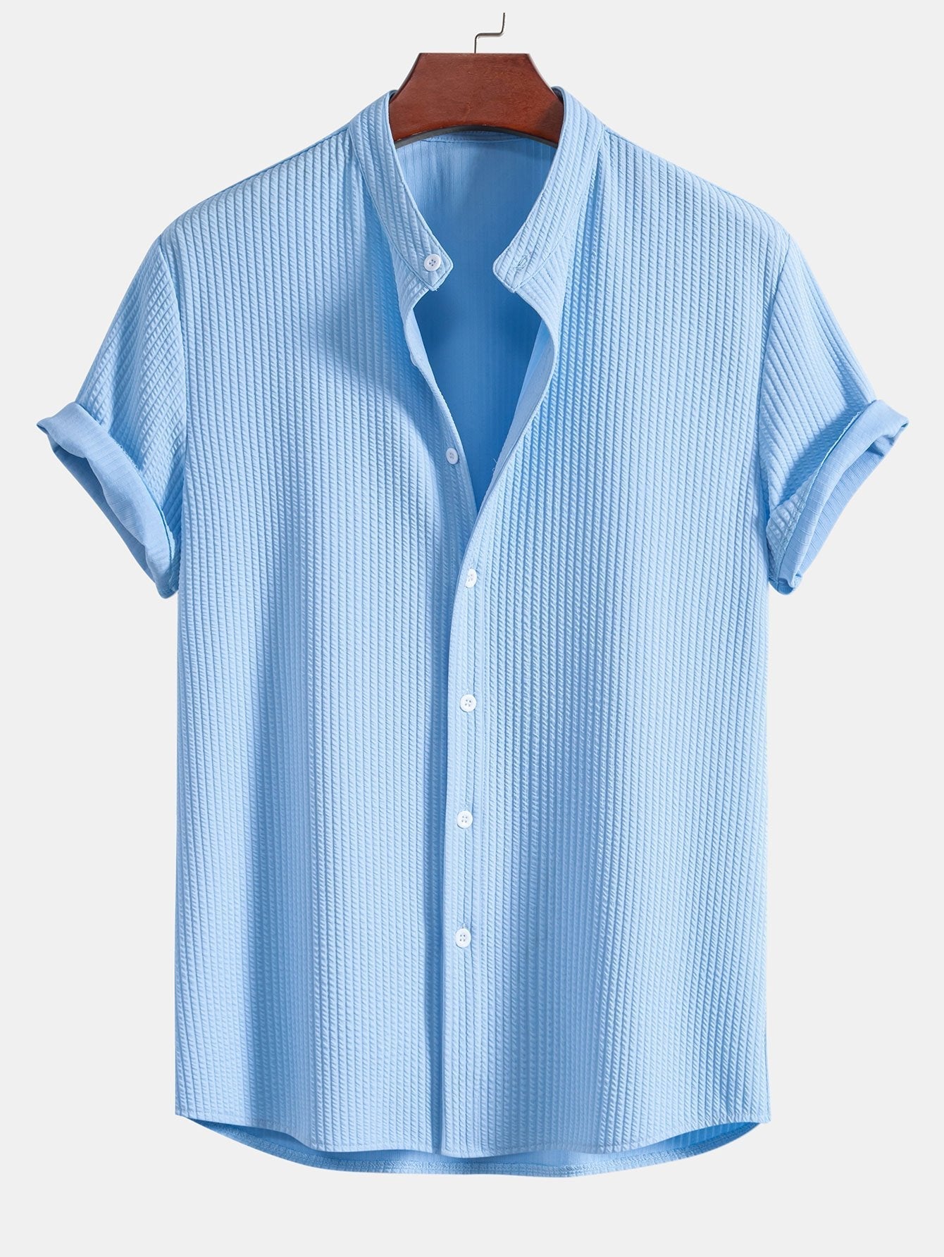 Camisa muscle fit acanalada con cuello alto + shorts