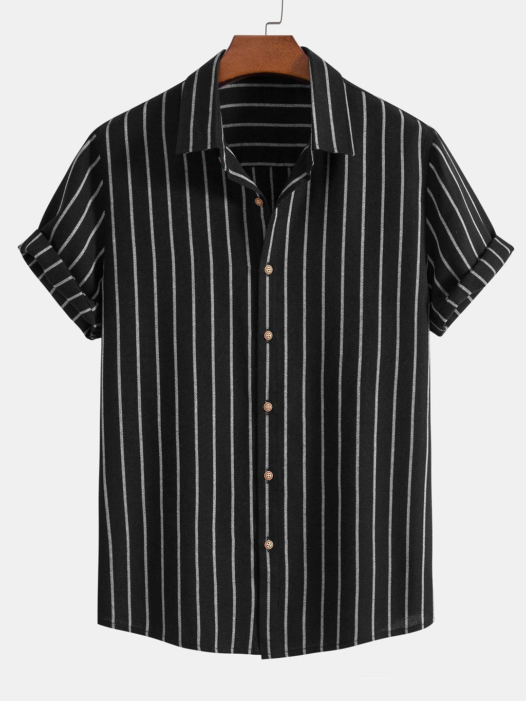 Camisa de rayas con botones en mezcla de algodón