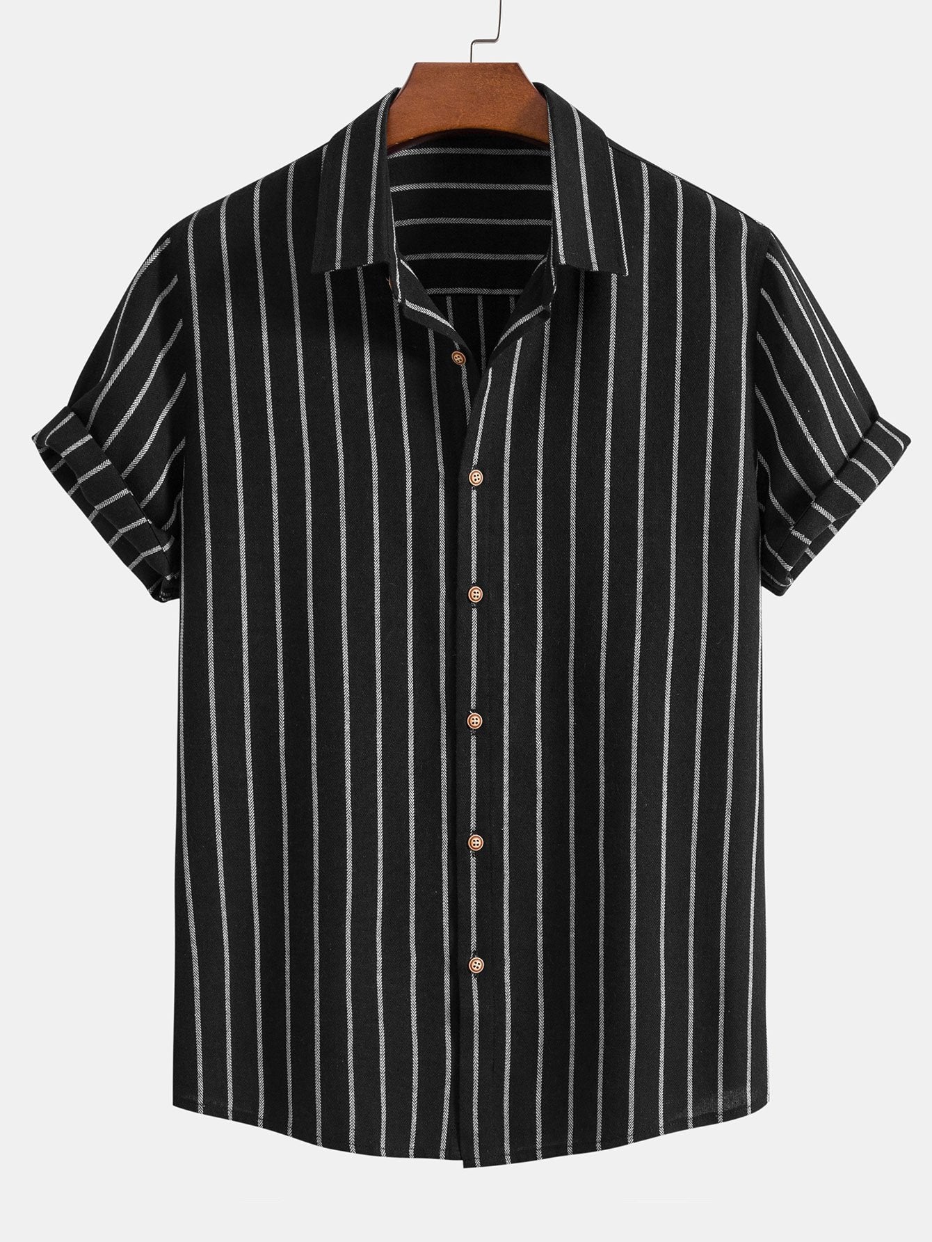 Camisa de rayas con botones en mezcla de algodón