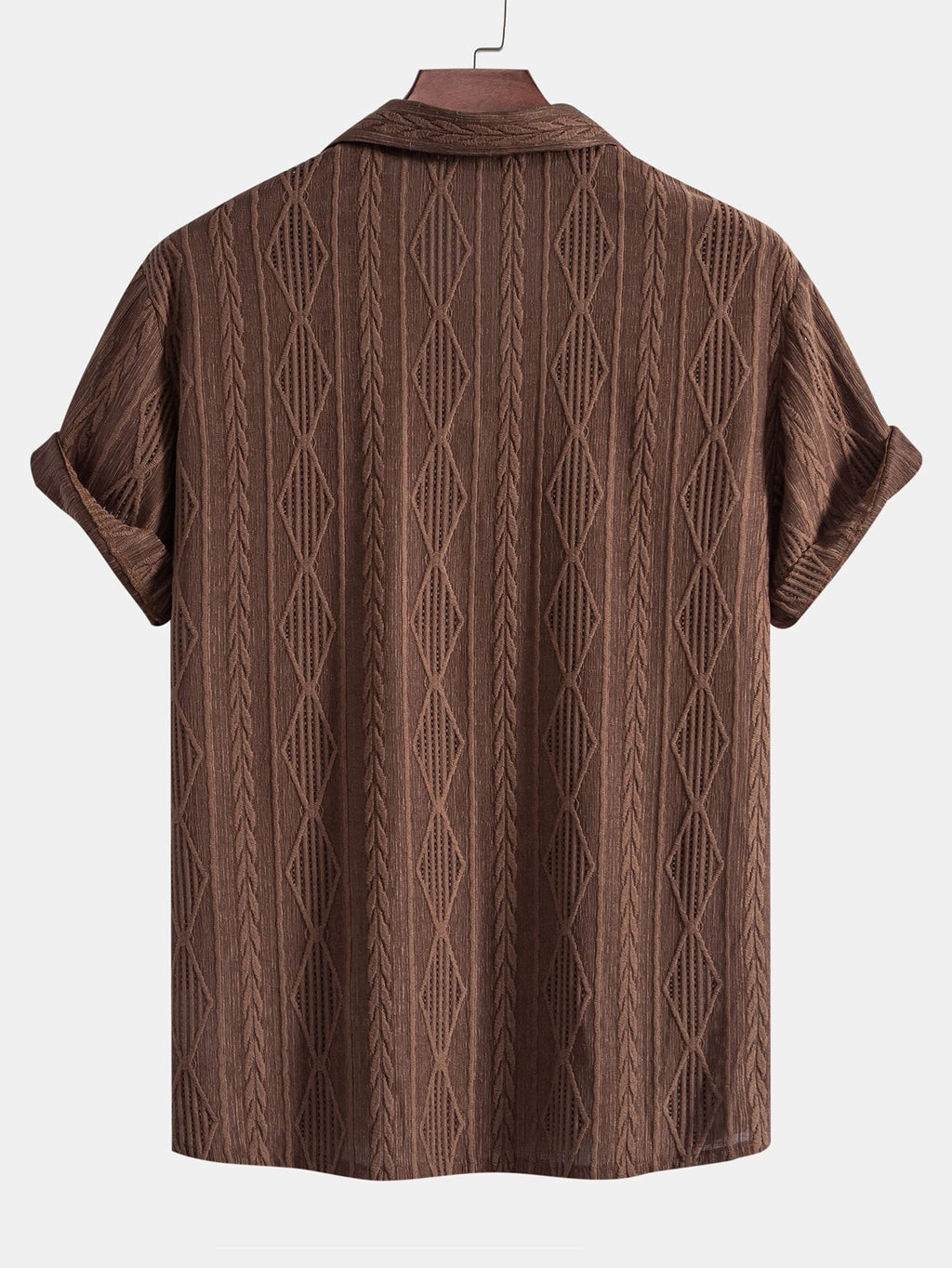 Camisa cubana jacquard geométrica + pantalón recto de lino