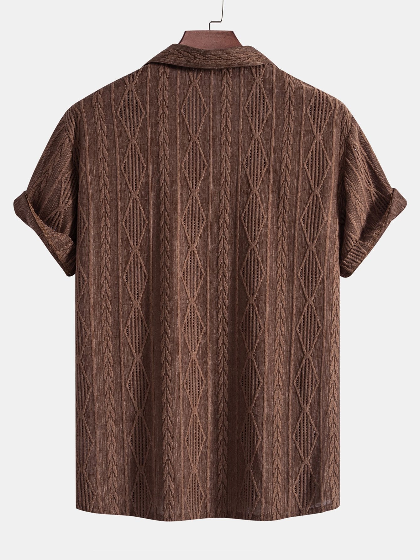 Camisa cubana jacquard geométrica + pantalón recto de lino