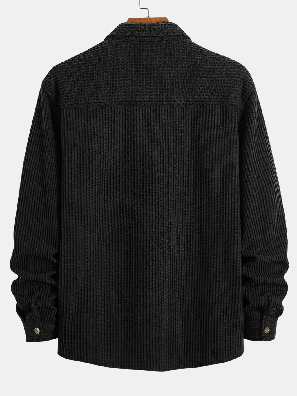 Camisa waffle con doble bolsillo y botones