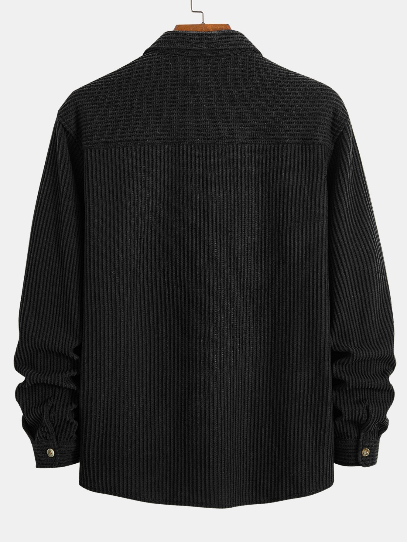 Camisa waffle con doble bolsillo y botones