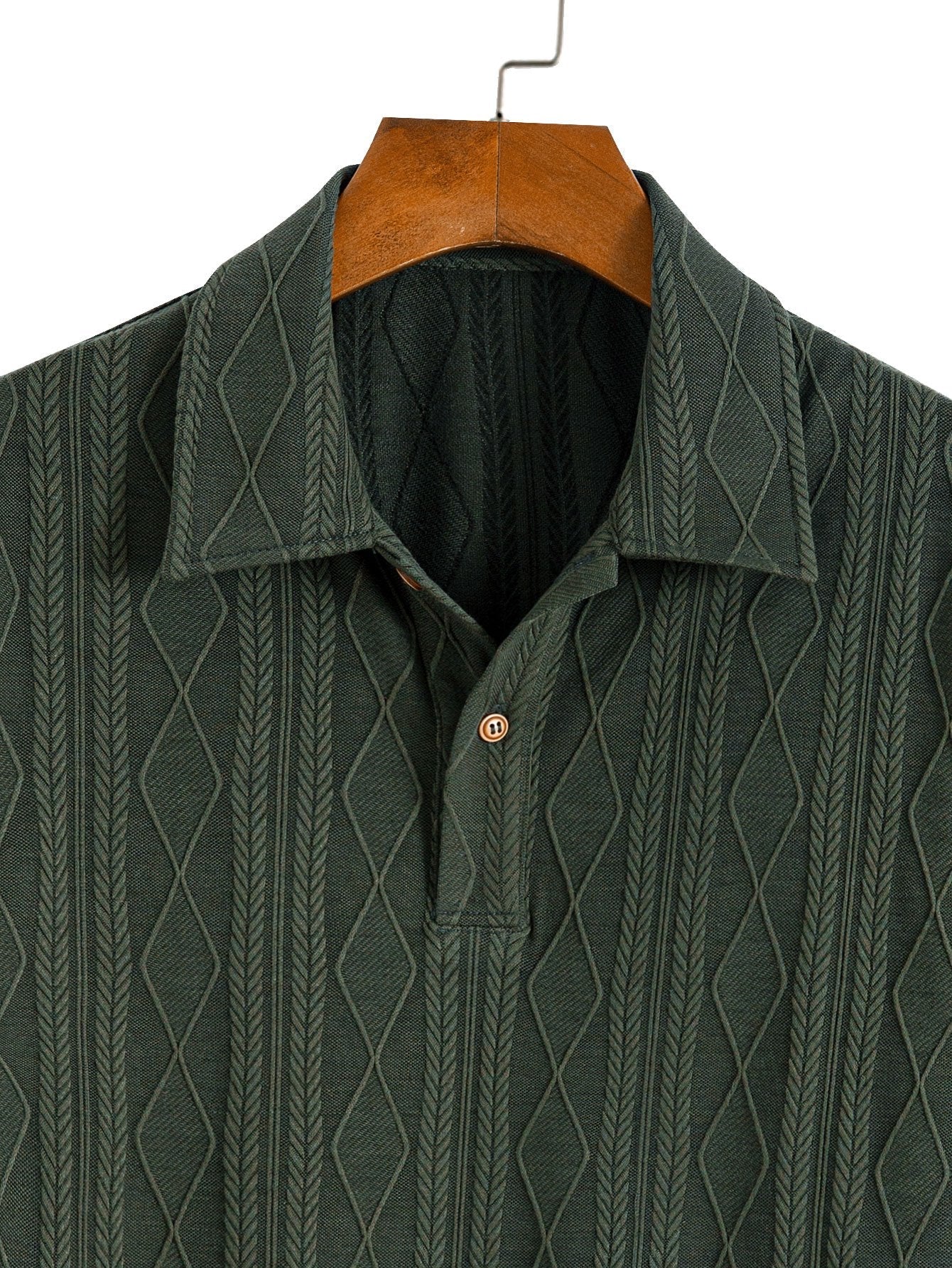 Gebreide Geometrische Ruit Jacquard Polo  Polo jacquard de rombos geométricos de punto