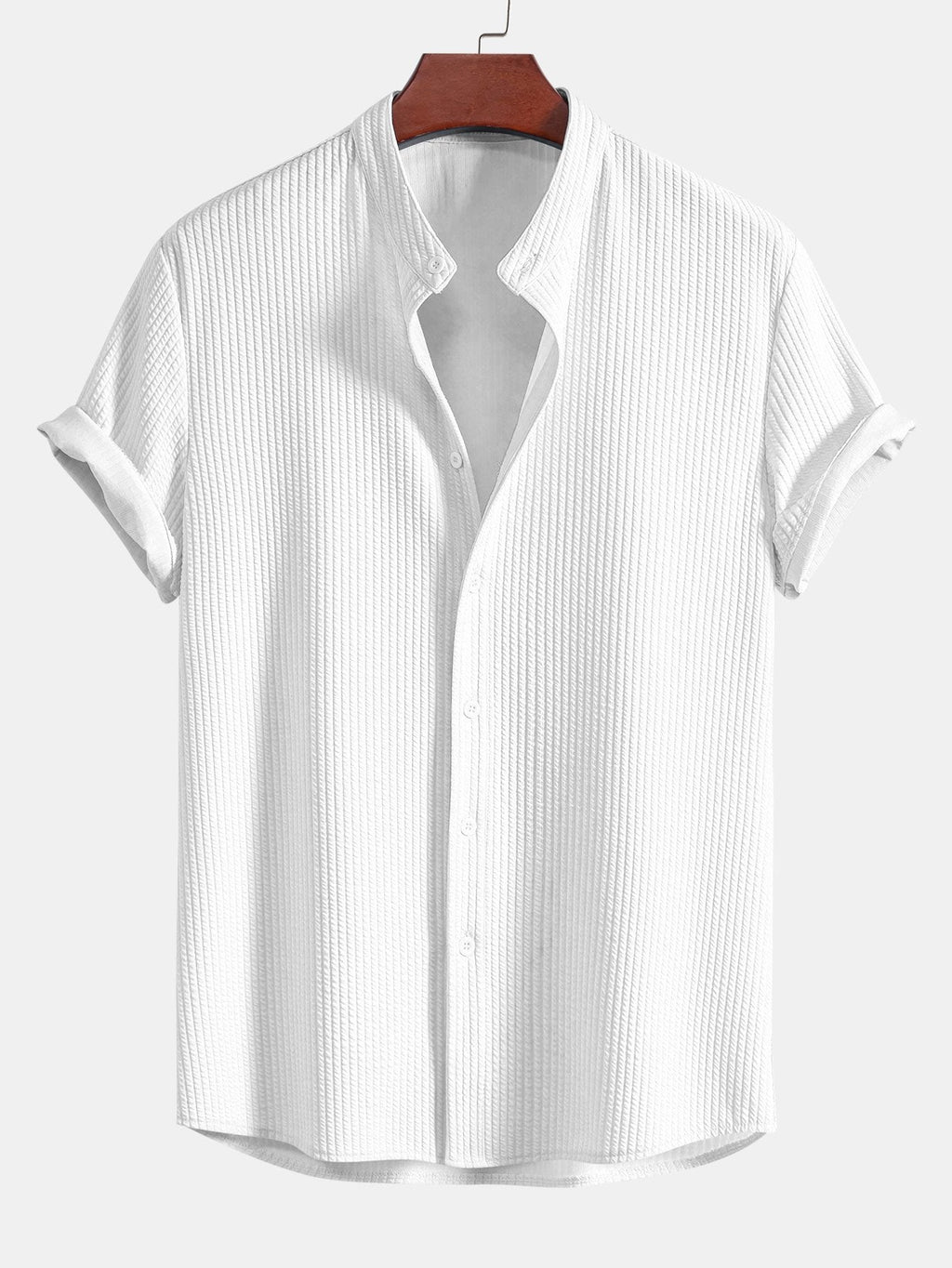 Camisa muscle fit acanalada con cuello alto