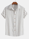Camisa de rayas con botones en mezcla de algodón