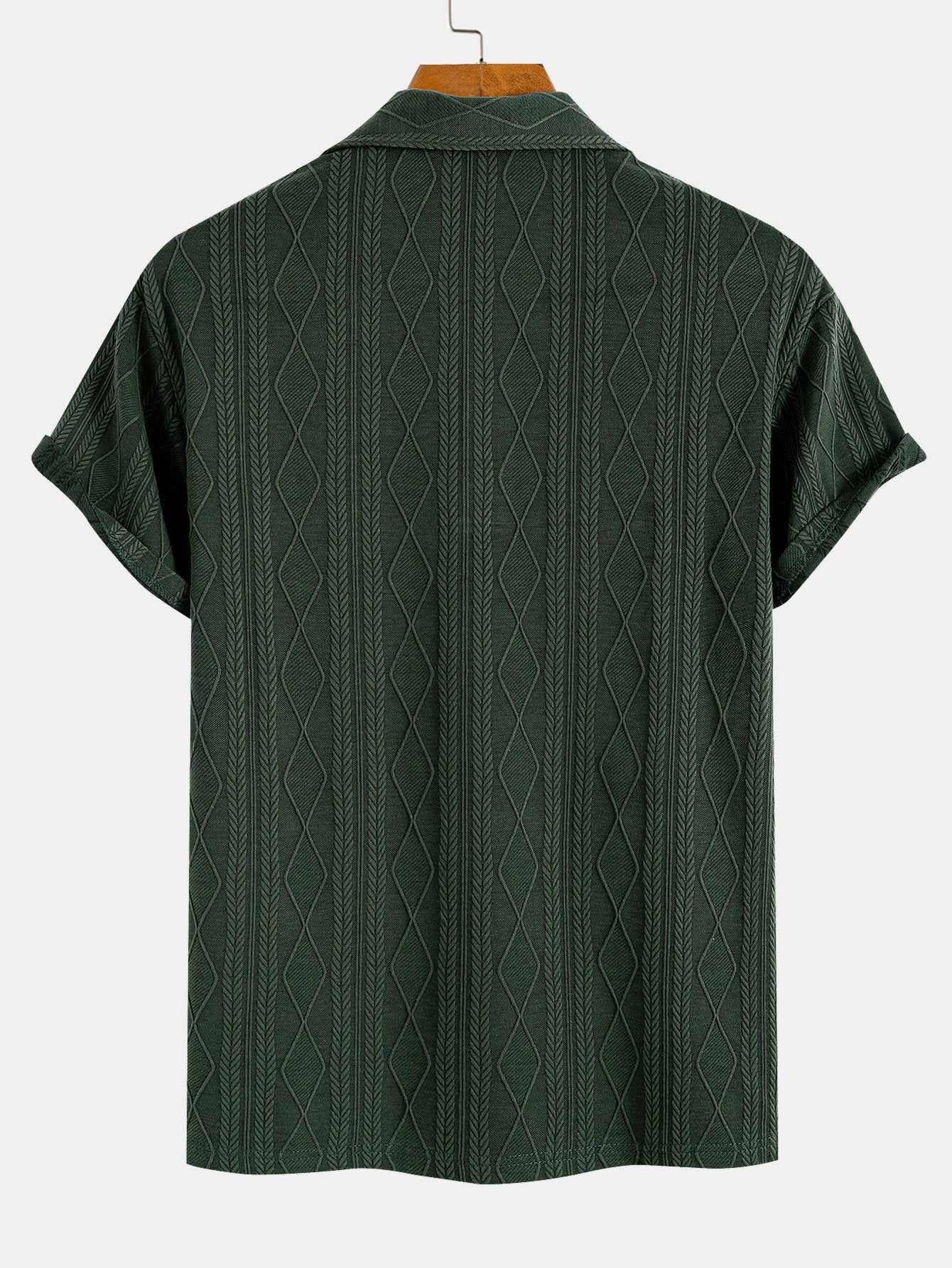 Gebreide Geometrische Ruit Jacquard Polo  Polo jacquard de rombos geométricos de punto
