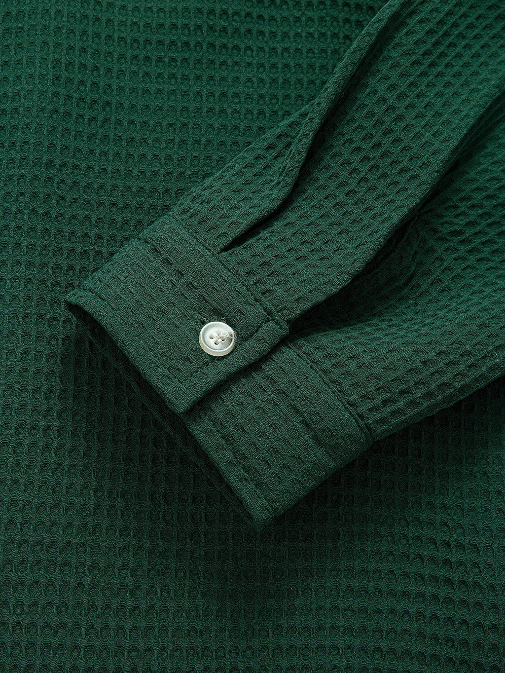 Camisa waffle de manga larga con cuello cubano