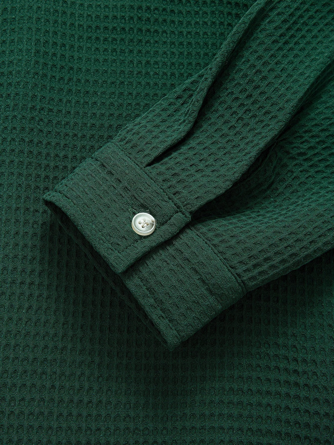 Camisa waffle de manga larga con cuello cubano