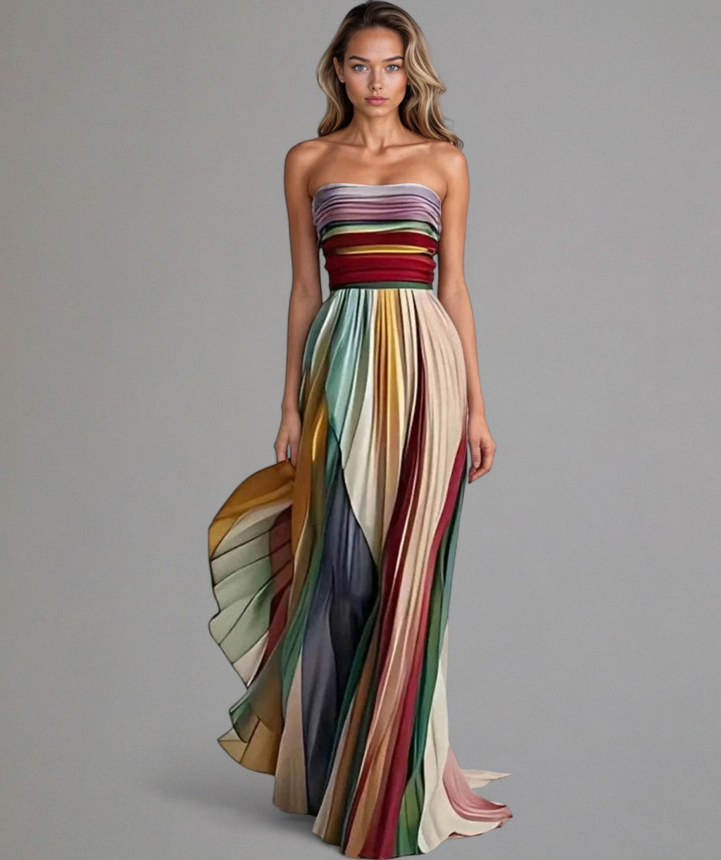 TALMA - Vestido largo fluido con degradado de color