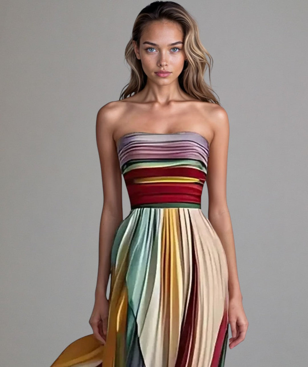 TALMA - Vestido largo fluido con degradado de color