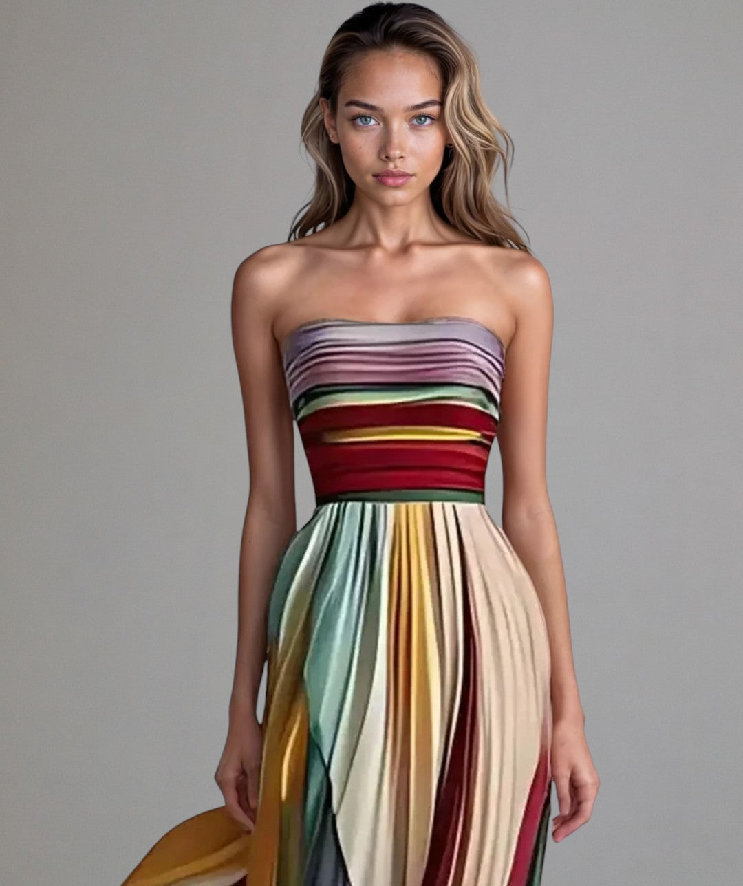 TALMA - Vestido largo fluido con degradado de color